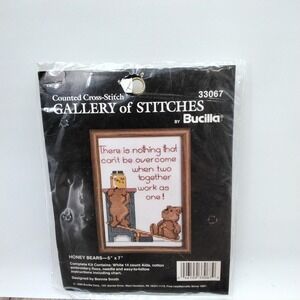 Bucilla Honey Bears Counted Cross Stitch Kit‎ Gallery of Stitches 5" x 7"